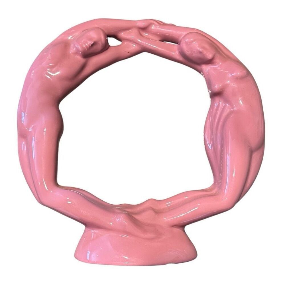 Vtg Royal Haeger Pottery 1993 Circle of Love Coral Woman Sculpture Art Deco
